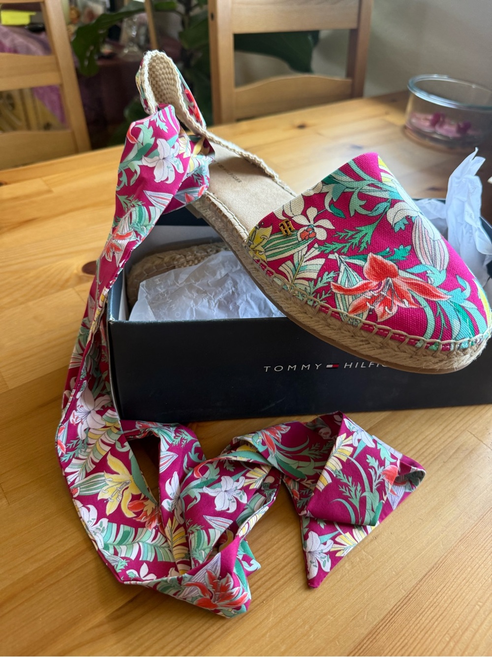 Tommy Hilfiger Kimey Ankle Tie Pink Floral Sandals